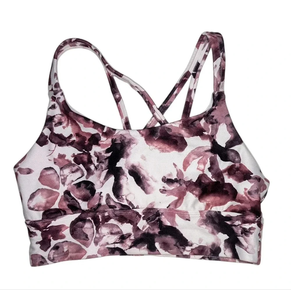 Balance Collection Women's Floral Print Criss Cross Sports Bra, M